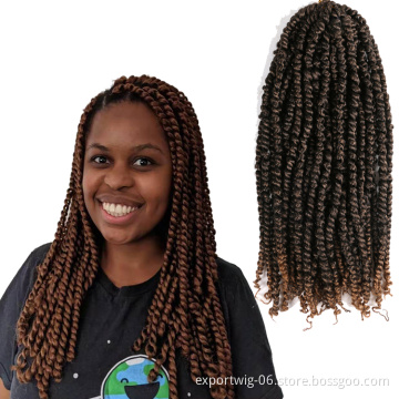 Wholesale Extension Crochet hair Curly TwistSynthetic Braiding Hair pre-twist Passion twist Crochet hair  Locs Ombre  Faux Locs